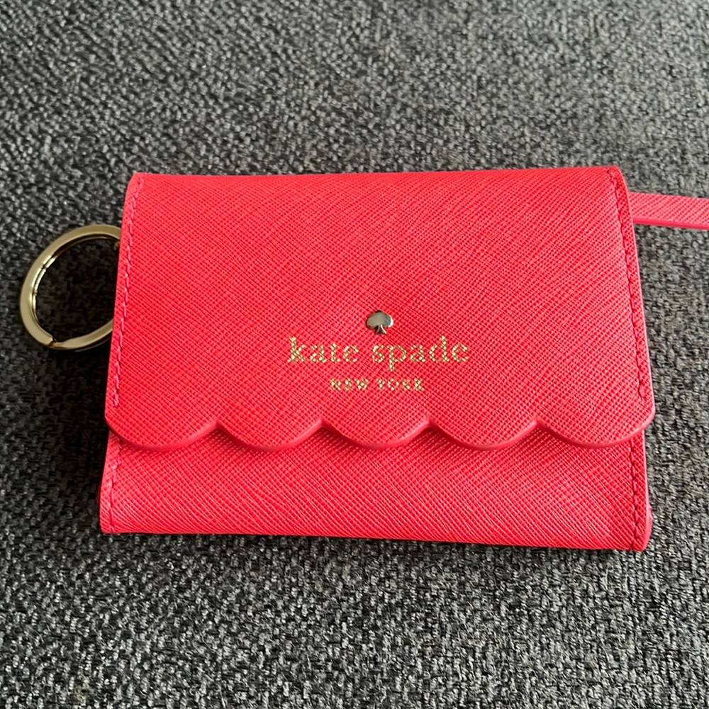 Kate Spade red and pink scales wallet/ID holder/change purse